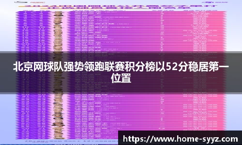 北京网球队强势领跑联赛积分榜以52分稳居第一位置